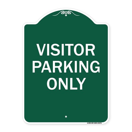 Signmission Parking Reserved Sign Visitor Parking Only, Green & White Aluminum Sign, 18" x 24", GW-1824-23376 A-DES-GW-1824-23376
